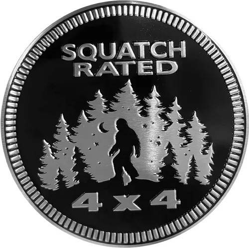 Squatch Badge Emblema de Coche Clasificado, Insignia de Metal Automotriz Bigfoot 4 x 4, Emblemas de Insignias de Coche de Metal 3D, Emblema Redondo,