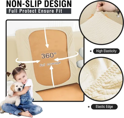 Miniatura 6 de ALIECOM Fundas 100% impermeables para sofá seccional esquinero en forma de L, fundas de cojín de jacquard elásticas para mascotas y perros