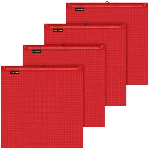 VULCAN Bandera de seguridad con lazo de alambre, color rojo brillante, construcción de poliéster recubierto de vinilo, 18 x 18 pulgadas, paquete de