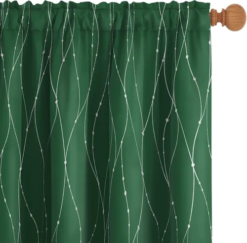 Miniatura 14 de Deconovo - Cortinas opacas con diseño de líneas onduladas y lunares, para dormitorio y sala de estar.