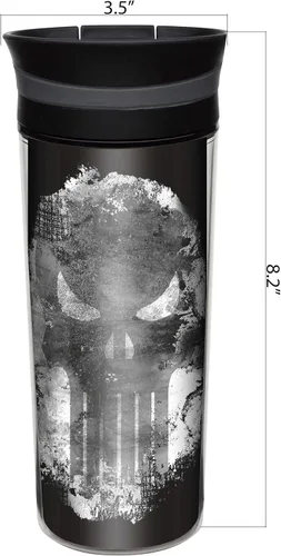 Miniatura 3 de Zak. Botella de agua con tapa abatible, diseños Tritan, DC Comics, gráficos Batman Retro., Extreme Punisher, Multicolor