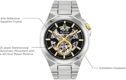 Miniatura 4 de Bulova Reloj clásico Maquina de apertura abierta automática para hombre, Automático - 98A178