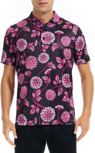 Miniatura 2 de DEOLAX Mens Golf Shirt Fashion Print Floral Polo Shirts Short Sleeve Soft Classic Casual Dry Fit Golf Shirt for Men