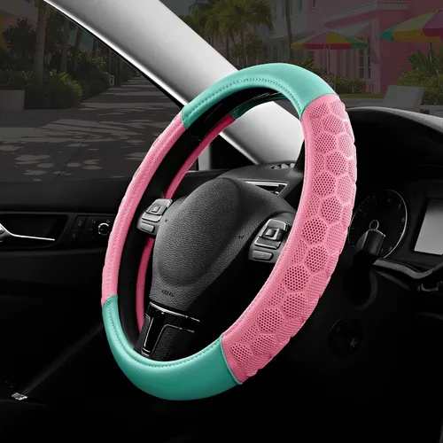 Miniatura 13 de PIC AUTO Funda de volante de masaje, protector de volante de automóvil de cuero con material de patrón de fútbol menta, accesorios