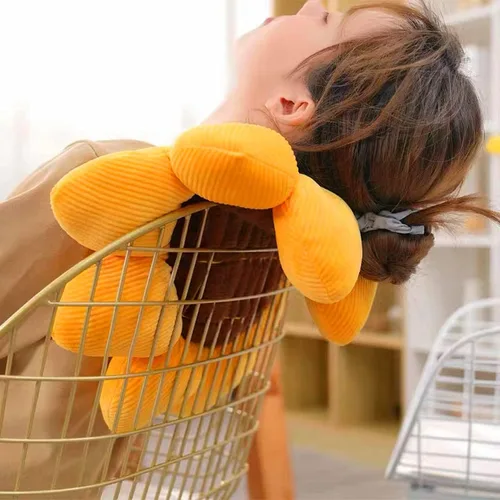 Miniatura 3 de LEVINIS Cojines de silla con forma de girasol amarillo, almohadas decorativas grandes de terciopelo suave, cojín reversible para cama, automóvil