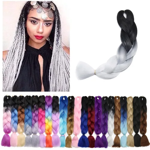 Miniatura 13 de Benehair Extensiones de cabello trenzado ombré de 24 pulgadas, 1 paquete de extensiones de cabello trenzado jumbo de alta temperatura, cabello