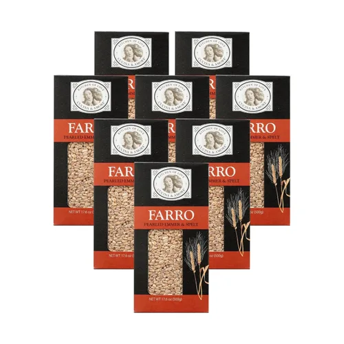 Cucina & Amore Pearled Farro from Italy 17.6 oz Pack of 8 | Non-GMO, Whole Grain, High in Fiber, Vegan, Kosher| Perfect for Soups, Salads, and More
