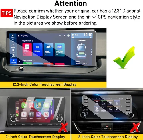 Miniatura 2 de Moonlinks Protector de pantalla compatible con Honda Accord 2025 2024 2023 de 12.3 pulgadas, protector de pantalla de vidrio templado, dureza 9H