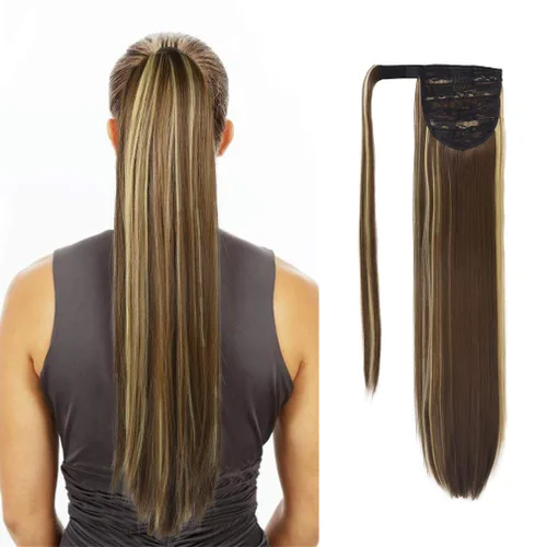 Miniatura 15 de SEIKEA Extensión de cola de caballo con clip alrededor del cabello lacio para mujer (12 pulgadas, negro)
