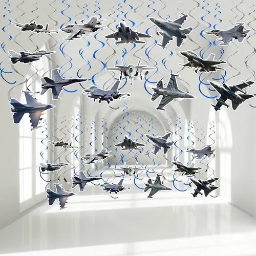 26 piezas de decoración de remolinos colgantes para avión, suministros de remolinos colgantes, serpentinas colgantes de avión para niños,