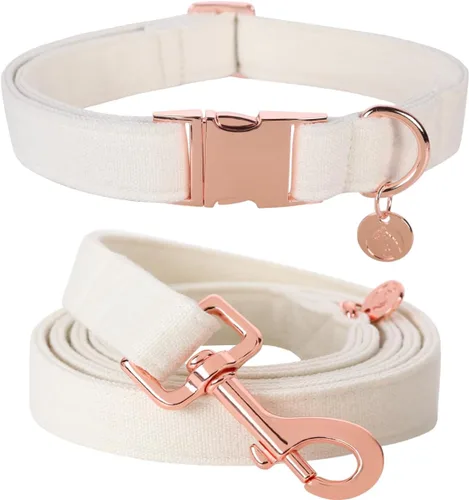 Miniatura 11 de DOGWONG Collar y correa de algodón para perro, collar para mascotas, suave, duradero, básico, para perros pequeños, medianos y grandes Negro