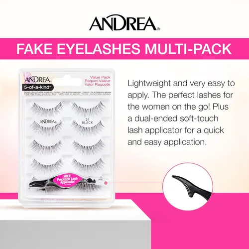 Miniatura 3 de Andrea Paquete múltiple de pestañas postizas con aplicador, 0.827 in, pestañas de aspecto natural para maquillaje de ojos, pestañas postizas