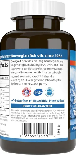 Miniatura 3 de Omega-3, 700 mg de omega-3, EPA, DHA, DPA, económico, capturado en la naturaleza, de origen sostenible, 60 geles blandos