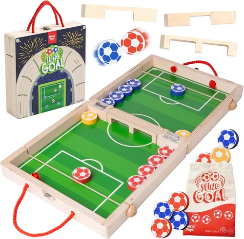 Nene Toys Sling Goal, juego de disco de madera para niños y adultos, juego de mesa familiar de ritmo rápido para niños de 4 años en adelante, juego
