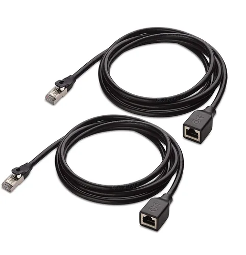 Miniatura 7 de Cable Matters Paquete de 2 cables de extensión Ethernet Cat 6 blindados cortos de 10 Gbps, 1.5 pies