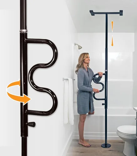 Miniatura 14 de Stander Wonder Pole Plus with Rotating Double Grab Bar, Tension Mounted Security Pole for Seniors & Elderly Adults, No-Drill Floor to Ceiling