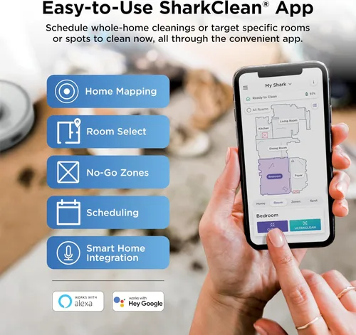 Miniatura 9 de Shark Matrix Clean Robot aspirador con potente succión para pelo de mascotas, alfombras y suelos duros, base autovaciante, capacidad de 60 días