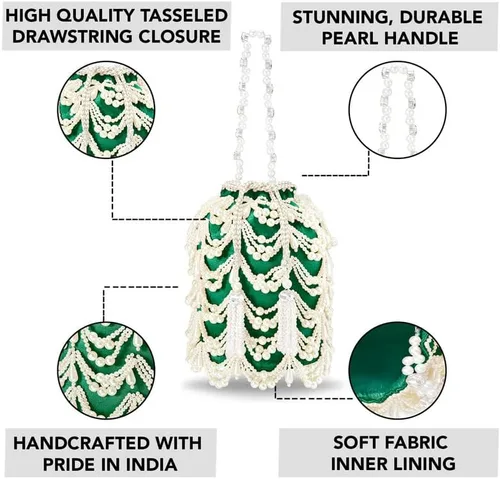 Miniatura 3 de Aheli Indian Potli Bags For Women Evening Bag Clutch Ethnic Bride Purse With Drawstring