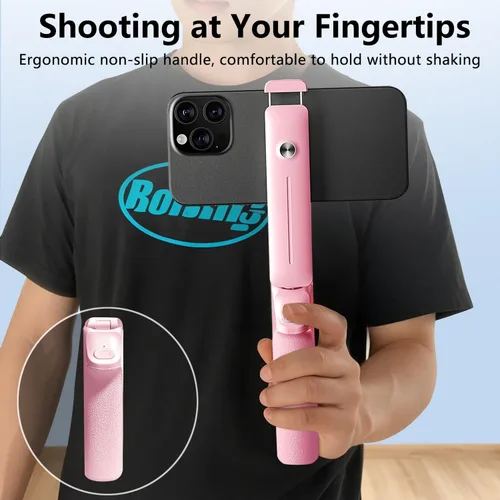 Miniatura 6 de yAyusi Palo selfie mini extensible para iPhone, palo selfie portátil de bolsillo con control remoto, palo selfie compacto para teléfono con soporte