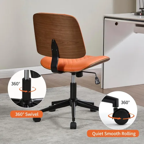Miniatura 6 de VipDesk Silla pequeña de oficina en casa, silla de escritorio sin brazos con respaldo medio con giro de 360° y ruedas, silla de computadora moderna
