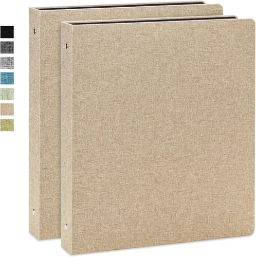 Miniatura 15 de Vienrose Carpeta de 3 anillos redondos de 1 pulgada con cubierta de tela de lino, se adapta a papel de 8.5 x 11 pulgadas, organizador duradero