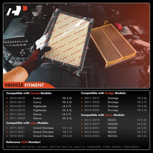 Miniatura 5 de A-Premium Filtro de aire de motor compatible con Ford F-150 2004-2008, F-250 F-350 Super Duty 2005-2007, Expedition y Lincoln Navigator 2005-2006