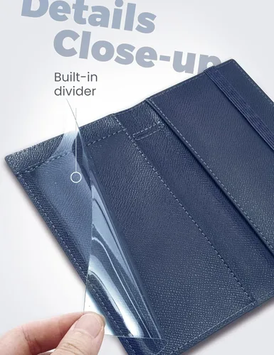 Miniatura 50 de Yarnic Funda para chequera personal, soporte para chequera con soporte para bolígrafo y divisor de plástico transparente integrado para cheques Rosa