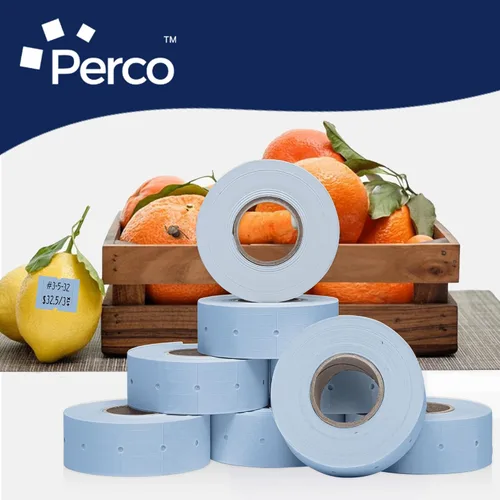 Miniatura 6 de Perco Etiquetas azules de 2 líneas, 6,000 etiquetas de precio en blanco y fecha para pistolas Perco de 2 líneas de precio y fecha, 8 rollos, 1