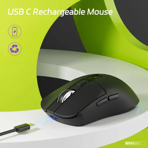 Miniatura 4 de Uciefy Ratón inalámbrico Bluetooth, triple modo (2.4G+BT5.0+BT5.1), mouse Bluetooth LED, USB C recargable con pantalla LED, ratones de computadora