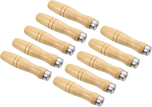 PATIKIL Mango de madera de 4.9 pulgadas, paquete de 10 herramientas de corte de archivos, accesorios de repuesto con collar de metal para archivo de