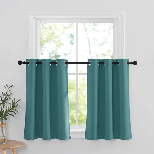 Miniatura 12 de RYB HOME Cortinas opacas de cocina de 36 pulgadas de largo, tratamiento de privacidad para ventanas pequeñas, aislamiento térmico, telón de fondo