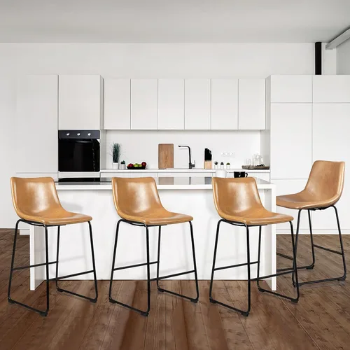 Miniatura 24 de LEMBERI Juego de 2 sillas de comedor de piel sintética, modernas sillas de cocina y comedor de 18 pulgadas con respaldo y patas de metal, cómodo