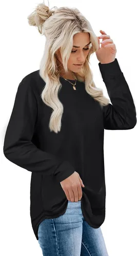 Miniatura 3 de Dofaoo - Sudaderas para mujeres, con cuello redondo, camisetas de manga larga, camisetas largas para usar con leggings