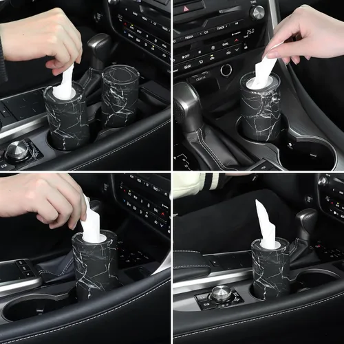 Miniatura 4 de SINGARO Portapañuelos para Coche, Paquete de 4 Portavasos para Pañuelos Faciales con Bolsa de Pañuelos de Viaje, Caja de Pañuelos para Coche