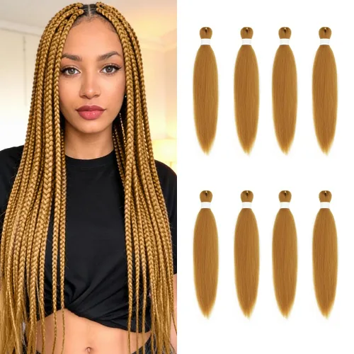 Miniatura 28 de 8 paquetes de extensiones preestiradas - 16 pulgadas de cabello trenzado premium, 55G/paquete, sin picazón, fijación en agua caliente, textura Perm