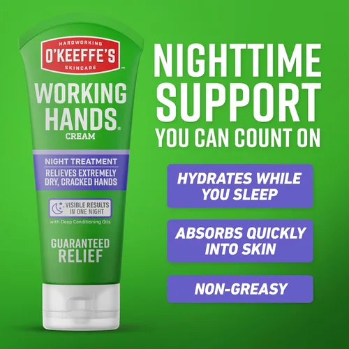 Miniatura 5 de O'Keeffe's Working Hands - Crema de manos para tratamiento nocturno para sequedad extrema, tubo de 7 onzas (paquete de 2), reparación del cuidado