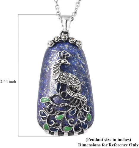 Miniatura 6 de Shop LC - Collar de lapislázuli azul para mujer, colgante de piedra natural, cadena estética de cristal curativo de 20 pulgadas, Metal, No es una