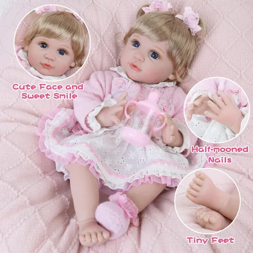 Miniatura 2 de Muñecas de Bebé Reborn Realistas - Muñeca de Bebé Realista de 22 pulgadas Flexible y Suave con Accesorios de Juguete de Alimentación Bebé Niña