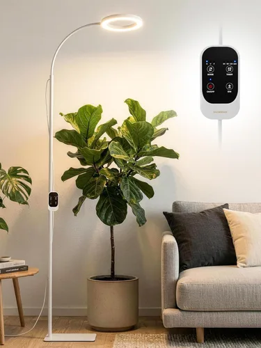 GLOWRIUM Luz LED de cultivo de 24W para plantas de interior, altura ajustable de 23.5-71 pulgadas, espectro completo de 3 modos de crecimiento para
