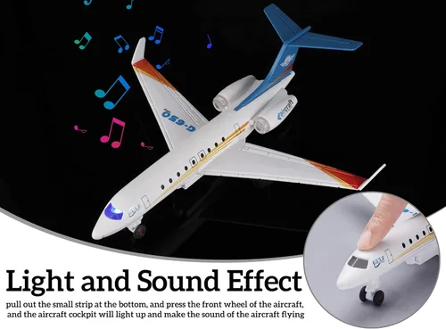 Miniatura 3 de Crelloci Avión de juguete Single Airlines fundido a presión modelo G650 de avión, aleación de metal, aviones con luces y sonidos para niños y niñas