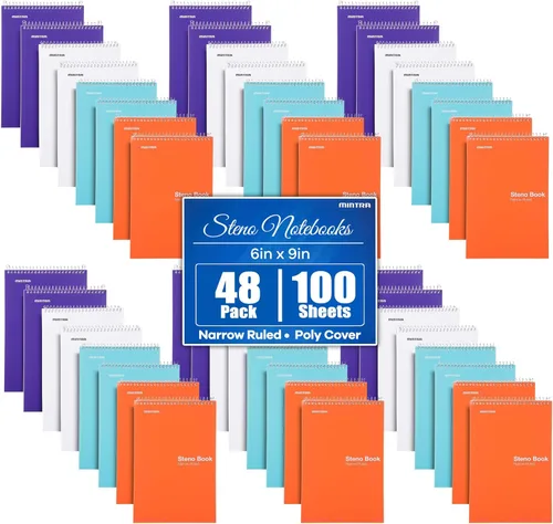 Miniatura 11 de Mintra Office Steno Book - (colores pastel, 4 blocs por paquete, con rayas Gregg) – 6 x 9 pulgadas, 70 hojas, cuaderno para escribir notas