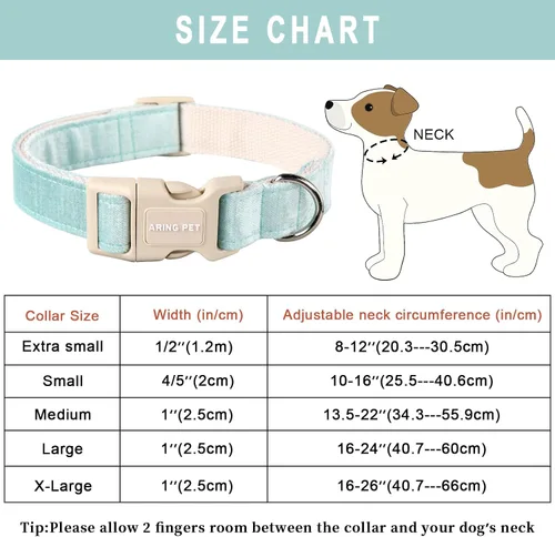 Miniatura 6 de Aring Pet Collar de algodón, ligero y ajustable, con hebilla de liberación rápida para perros pequeños, medianos y grandes, para cachorros, verde