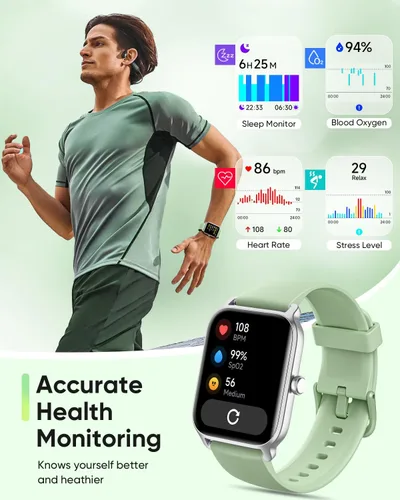 Miniatura 3 de Fitpolo Reloj inteligente para hombres y mujeres Android, Alexa incorporado [pantalla HD de 1.8 pulgadas] IP68 impermeable reloj de fitness Verde