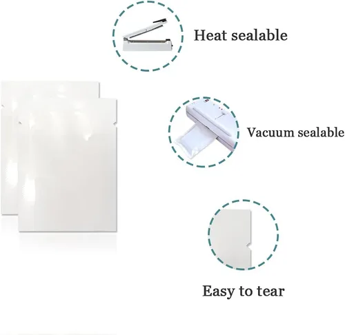 Miniatura 2 de PABCK 100 Piezas Bolsas Sellables de Lámina de Mylar Metalizado Blanco con Parte Superior Abierta 3.1x4.7 pulgadas Bolsas de Sellado Térmico al