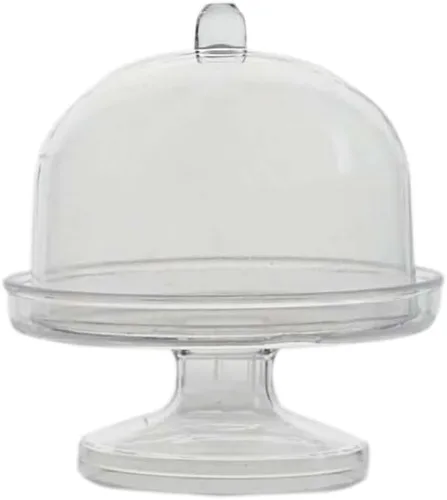 Miniatura 4 de Efavormart - Paquete de 12 soportes transparentes para cupcakes de 3 pulgadas, soporte de placa de exhibición de dulces con cúpula para bodas