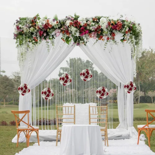 Miniatura 3 de BLOSMON Bolas de Flores Artificiales Centros de Mesa de Boda 10 Piezas Rosa Carmesí Gypsophila Flores Artificiales Piezas Centrales Decoración