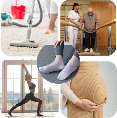 Miniatura 5 de Calcetines de agarre para mujer, pilates, yoga, calcetines de hospital antideslizantes con pinzas para mujer, calcetines adhesivos con cojín