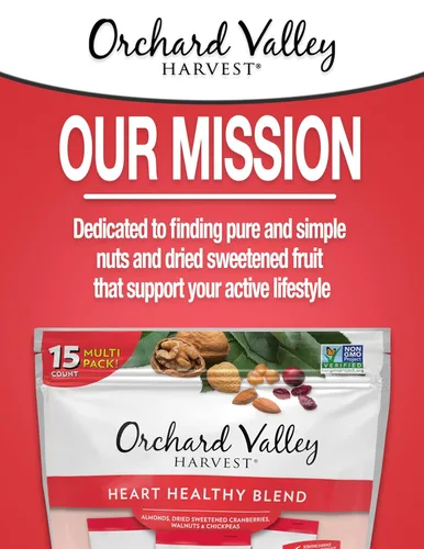 Miniatura 5 de Orchard Valley Harvest - Heart Healthy Blend, bolsas de 1 onza (paquete de 15), almendras, arándanos, nueces y garbanzos, sin gluten, sin OMG, sin
