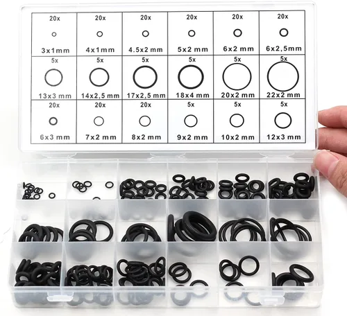 Miniatura 4 de Juego surtido de juntas tóricas de goma de 225 piezas para fontanería hidráulica de aire y gas Paintball Seal Kit