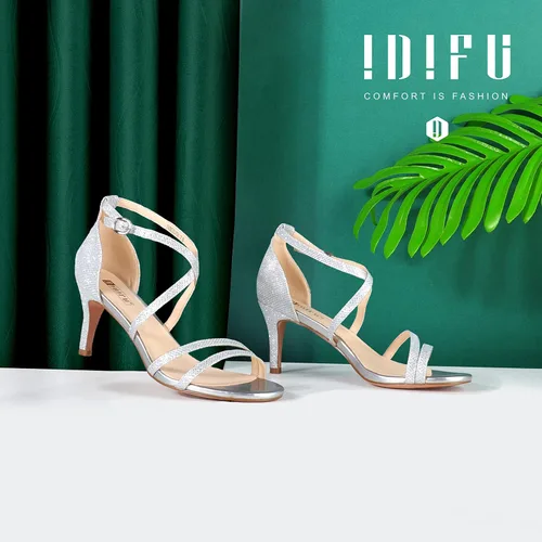 Miniatura 2 de IDIFU Tacones elegantes de 3 pulgadas (7.62 cm) con correa de tobillo para mujer, zapatos de boda